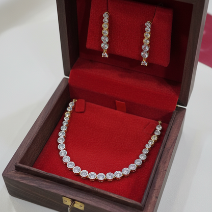 Twin Spark Single Line I Dual Tone I Diamond Necklace Set