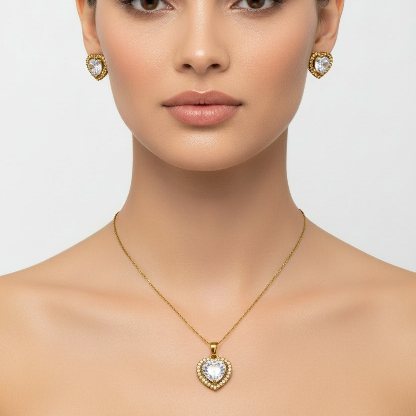 Diamond Heart pendant set I With Chain