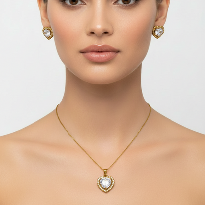 Diamond Heart pendant set I With Chain