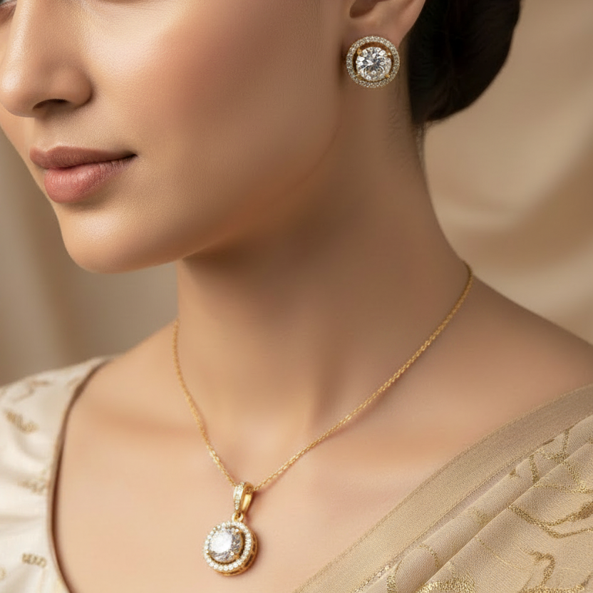 Solitaire Orbit pendant set I With Chain