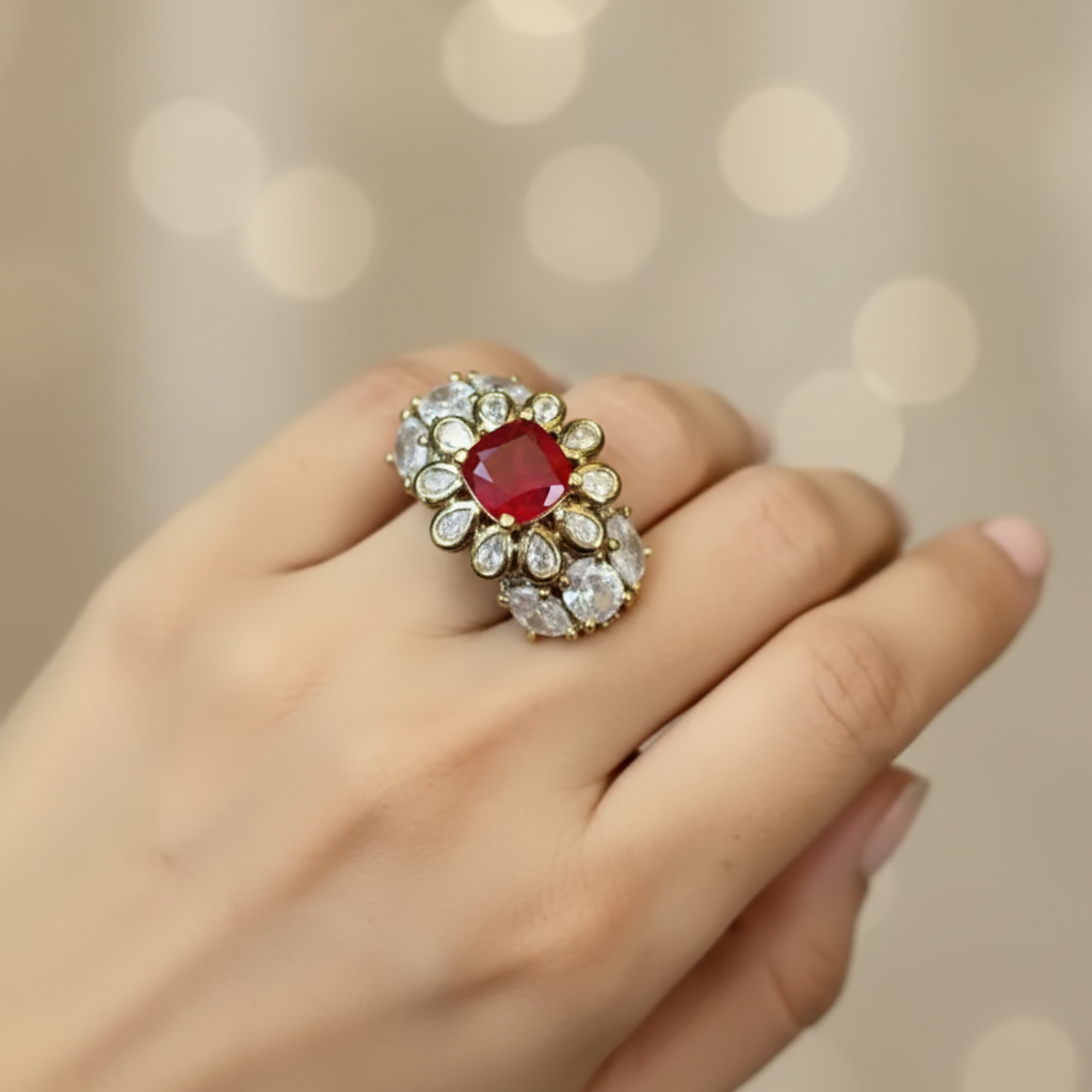 Moissanite Statement AD Ring
