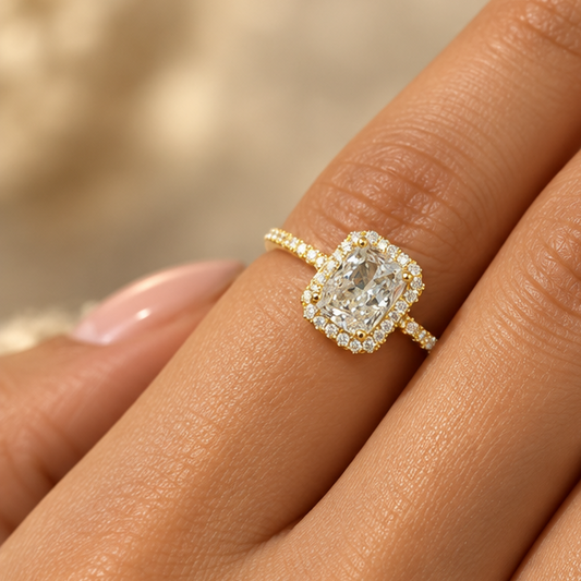 American Diamond ICE Crushed Stone RING  I WG  | Rhodium Plating