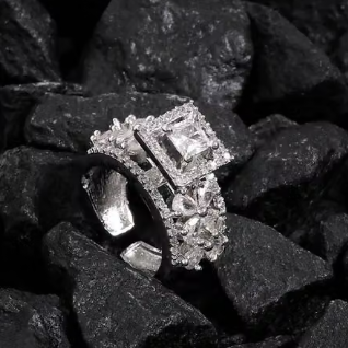 Elegant Square Halo  Diamond Ring