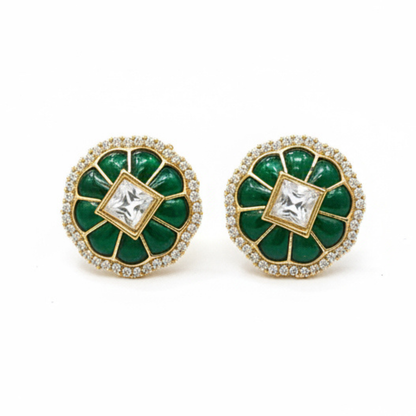 Royal Emerald & Polki Studs