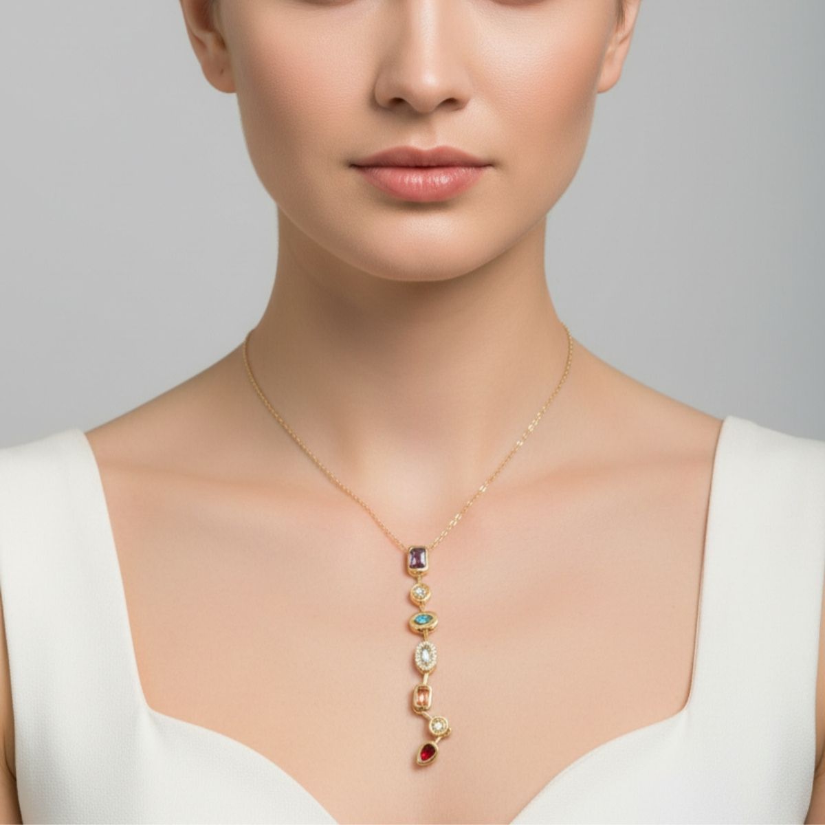 Prism Drop Multi-Gemstone Necklace