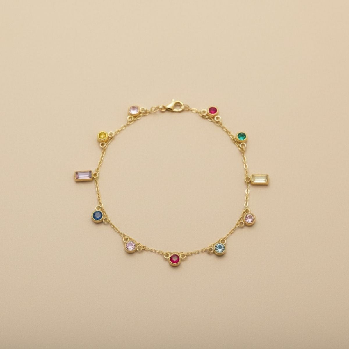 Prism Gemstone Gold Charm Bracelet