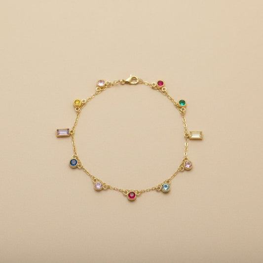 Prism Gemstone Gold Charm Bracelet