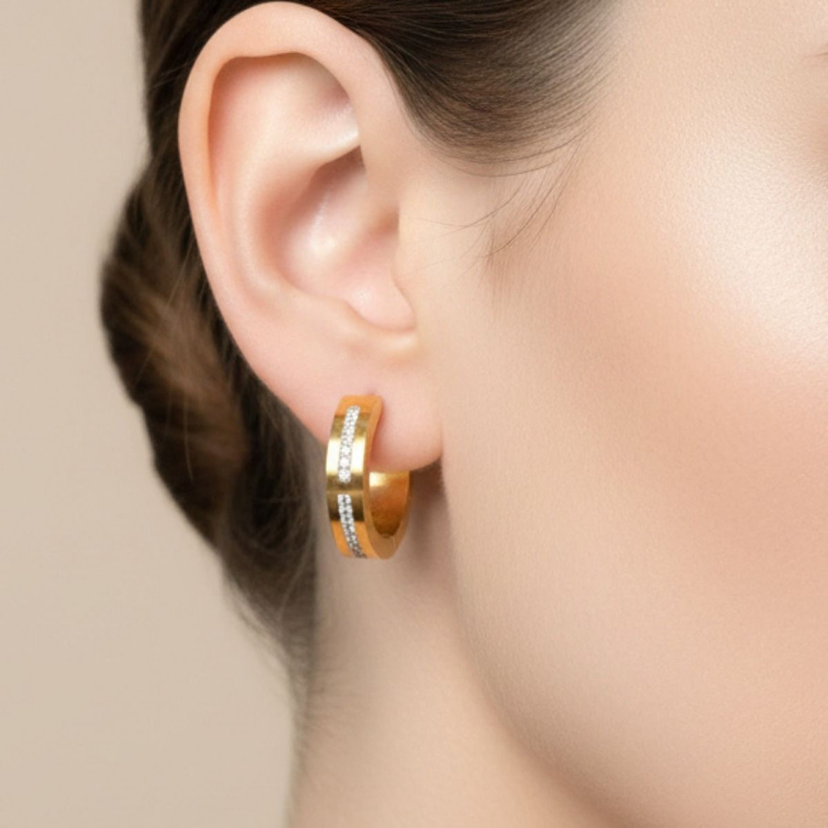 Gold-Tone Crystal Pavé Huggie Hoop Earrings