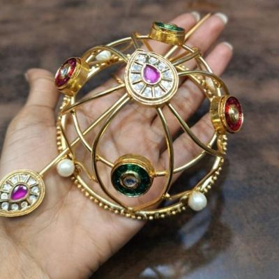 Regal Navratna Gold-Finish Bun Hair Accessory (Juda)