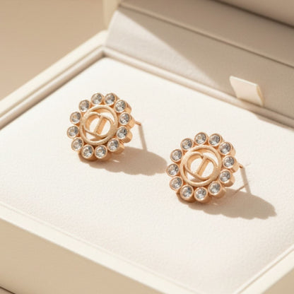 Luminous Petal Monogram Stud Earrings