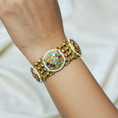 Traditional Kundan & Meenakari Bracelet