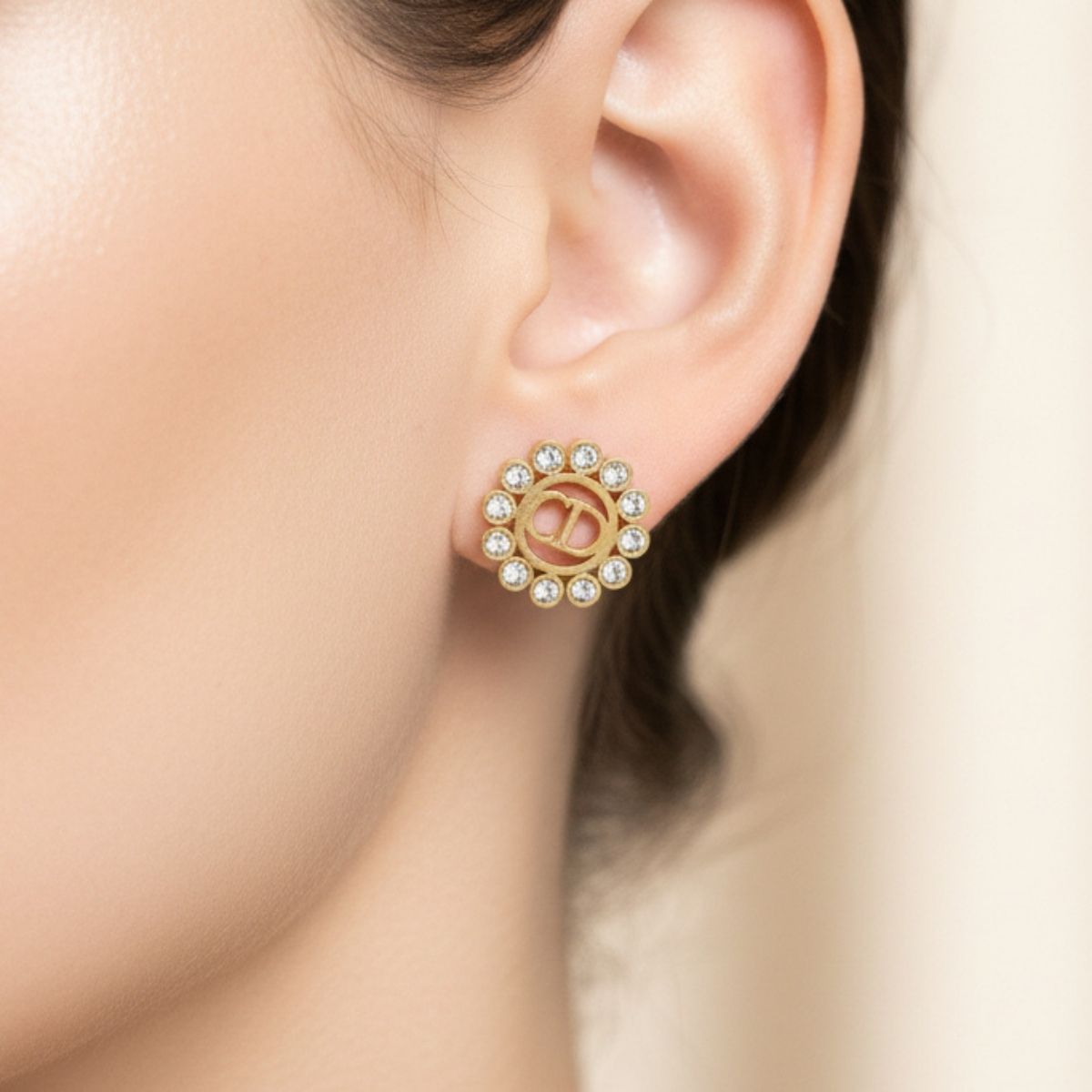 Luminous Petal Monogram Stud Earrings