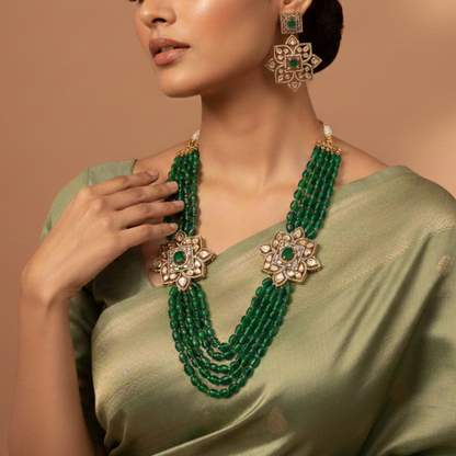 Emerald Bloom Kundan Long Set