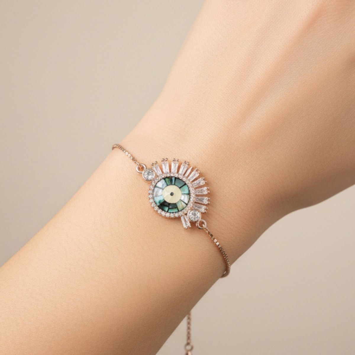 Sunburst Evil Eye Mosaic Bracelet
