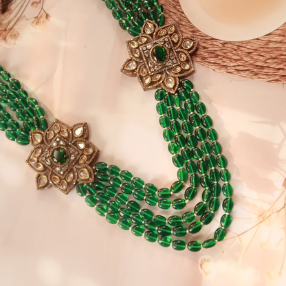 Emerald Bloom Kundan Long Set