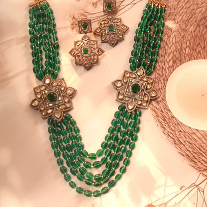 Emerald Bloom Kundan Long Set