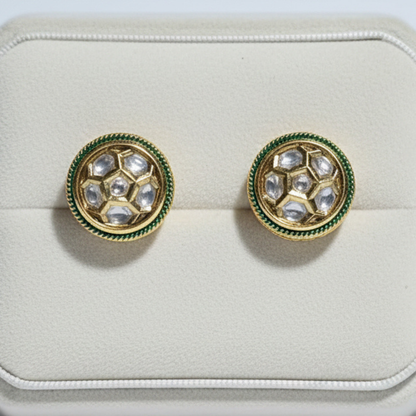 Classic Kundan Round Stud Earrings