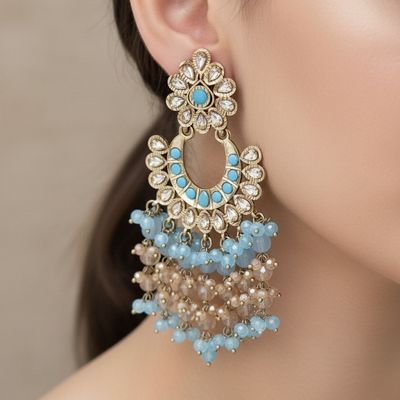 Sky Blue Chandbali earrings