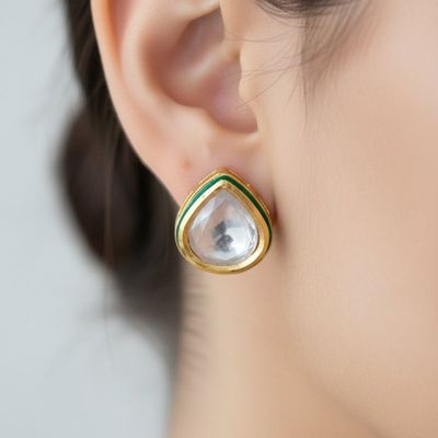 Pear-Shaped Kundan Stud Earrings