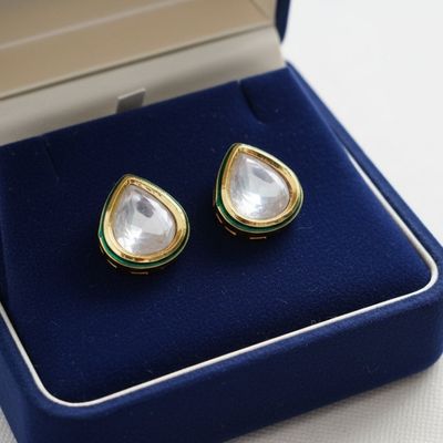 Pear-Shaped Kundan Stud Earrings