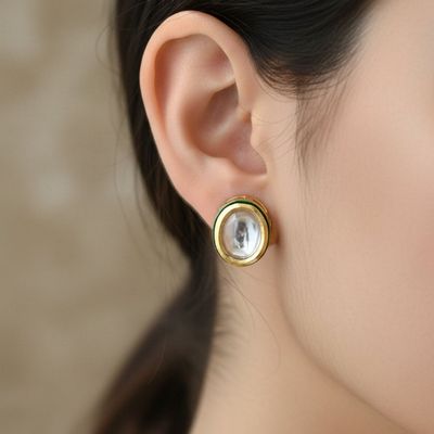 Classic Oval Kundan Stud Earrings