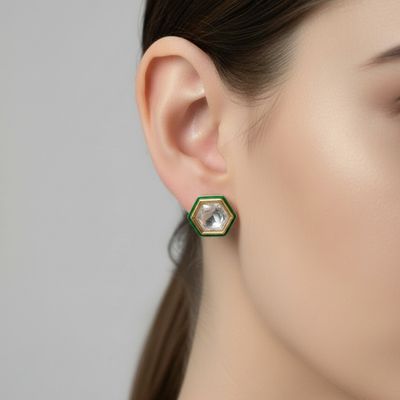 Hexa Kundan Stud Earrings