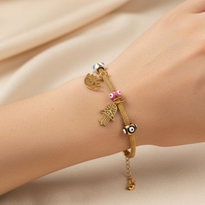 Evil Eye & Hamsa Charm Bracelet