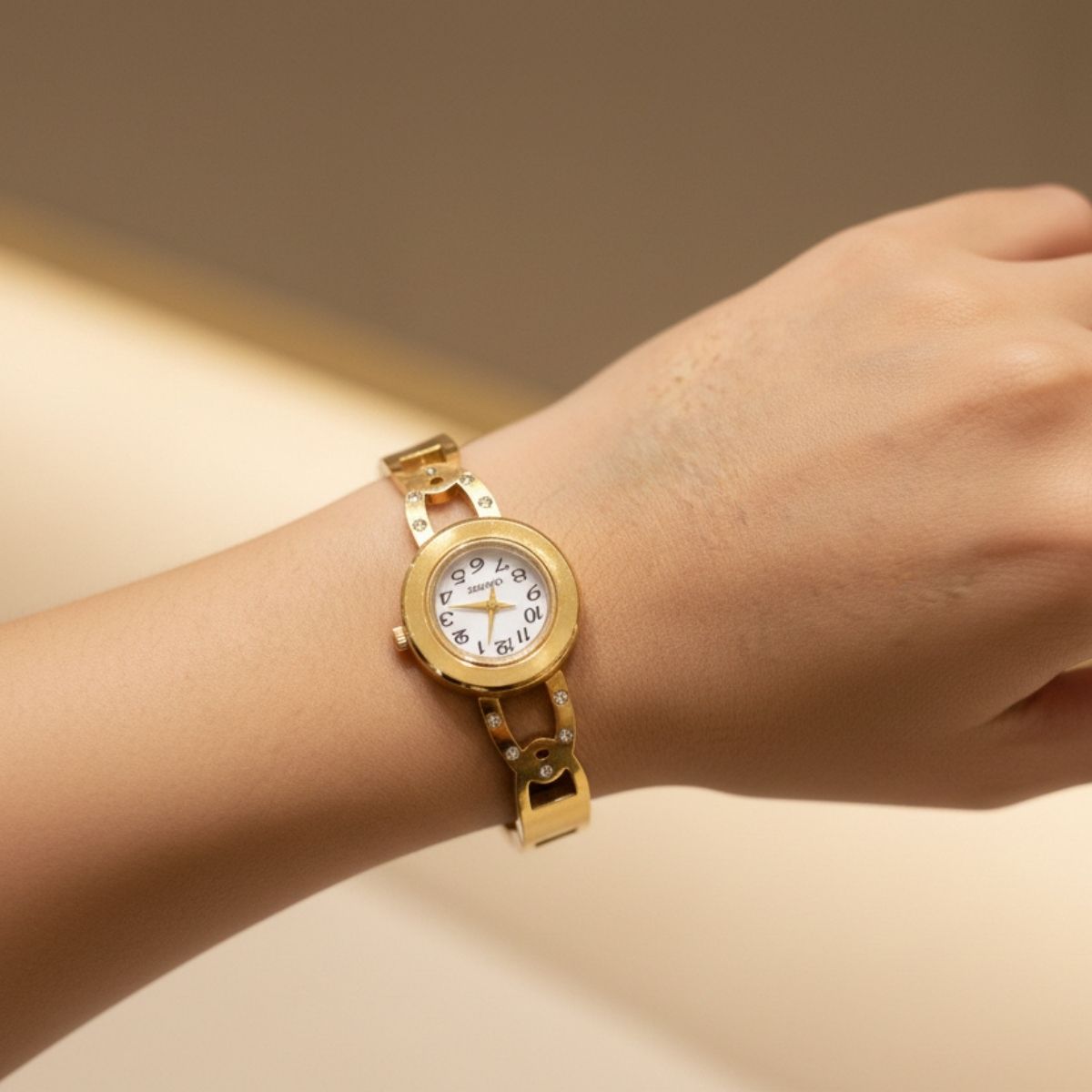 Gilded Aura Crystal Bangle Watch