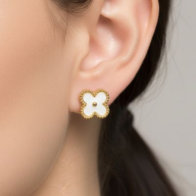 White Clover Stud Earrings