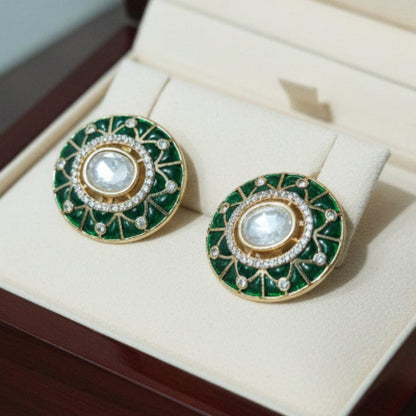 Meher Green Polki Long pendent set