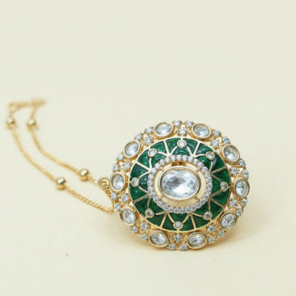 Meher Green Polki Long pendent set