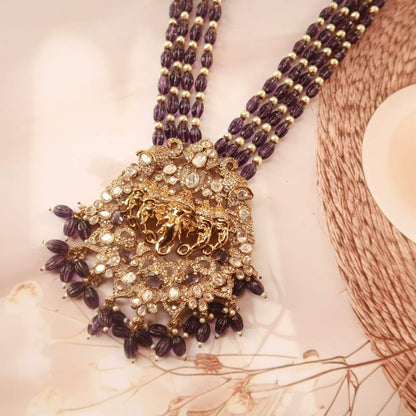 Royal Amethyst Kundan Ganesh ji  Necklace Set