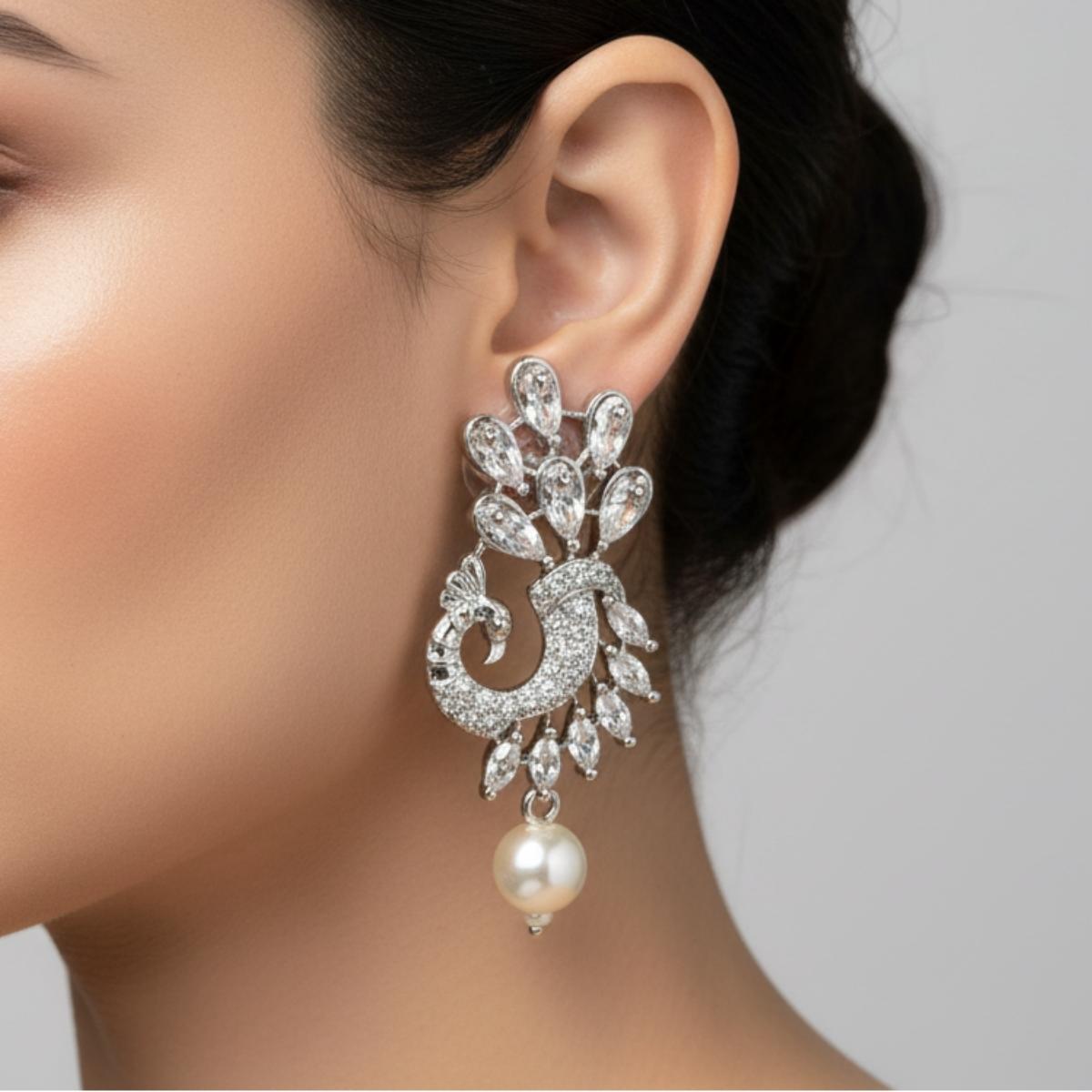 Regal Peacock Drop Earrings