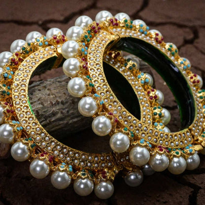 Royal Pearl Kundan Bangles