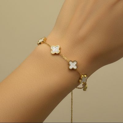 White Clover Charm Bracelet
