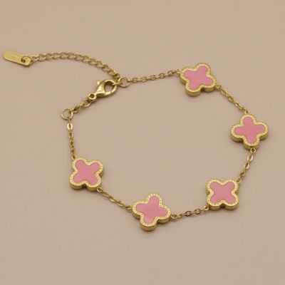Pink Clover Charm Bracelet