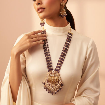 Royal Amethyst Kundan Ganesh ji  Necklace Set