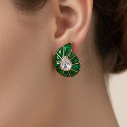 Elegant Kundan Teardrop Stud Earrings