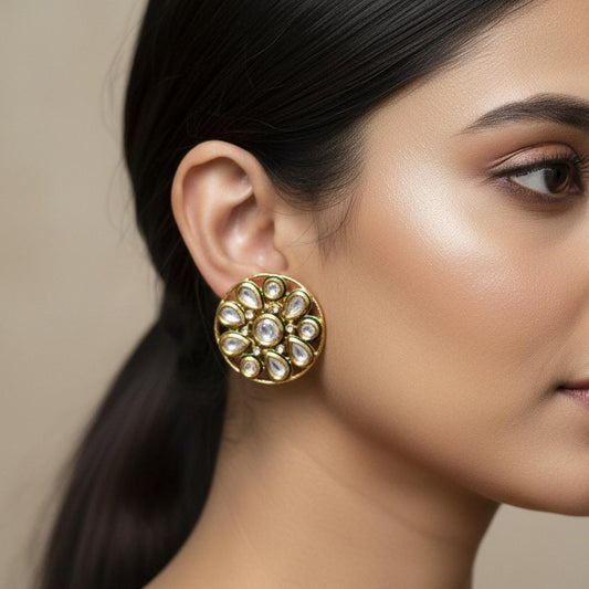 Classic Kundan Floral Stud Earrings