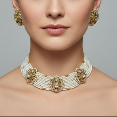 Noor Pearl Kundan Choker Set