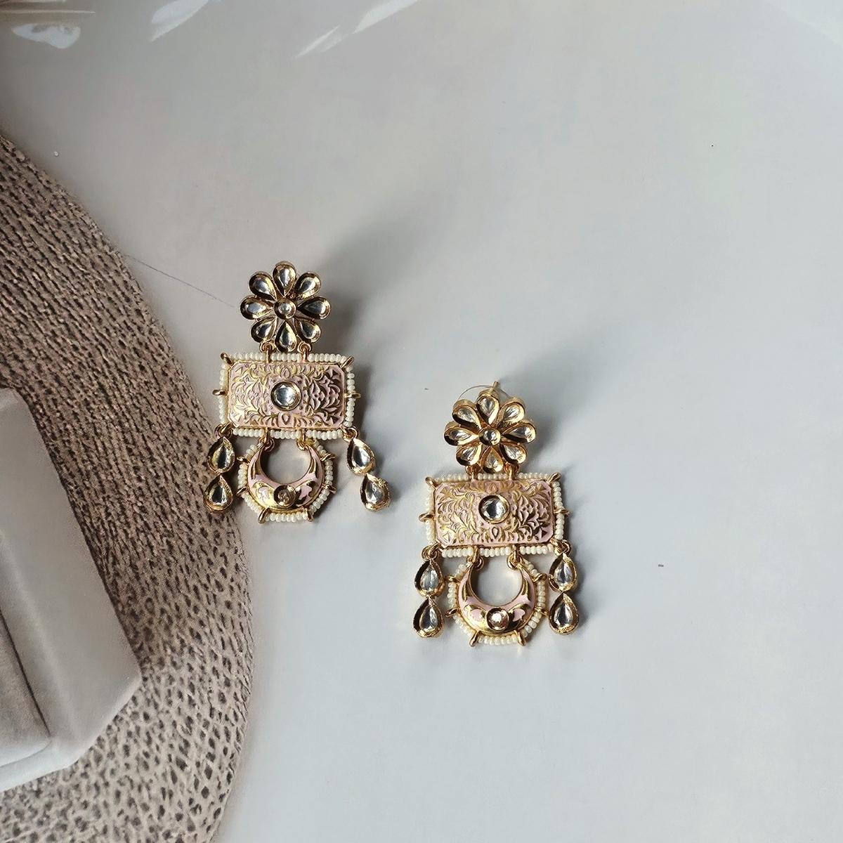 Rose enamel Kundan set