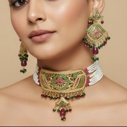 Meher Navratna Pearl Choker Set