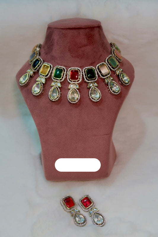 Multicolour Kundan Polki set