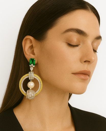 Emerald Orbit Drops Earrings