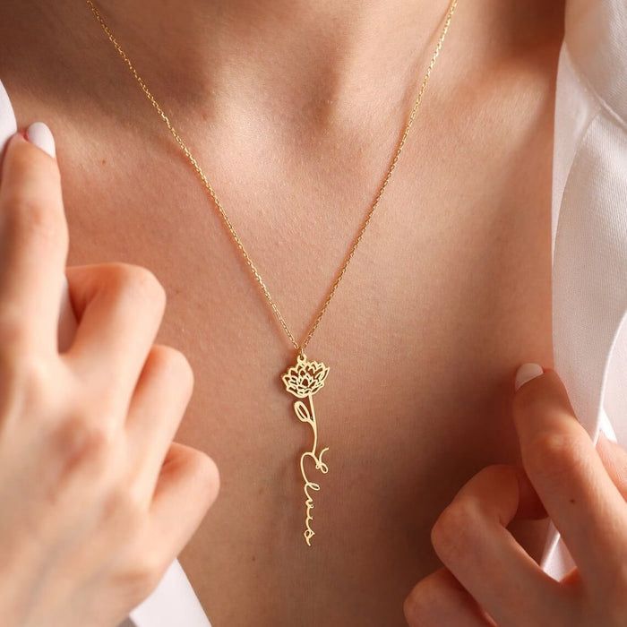 Flower Customized Name Necklace Pendants