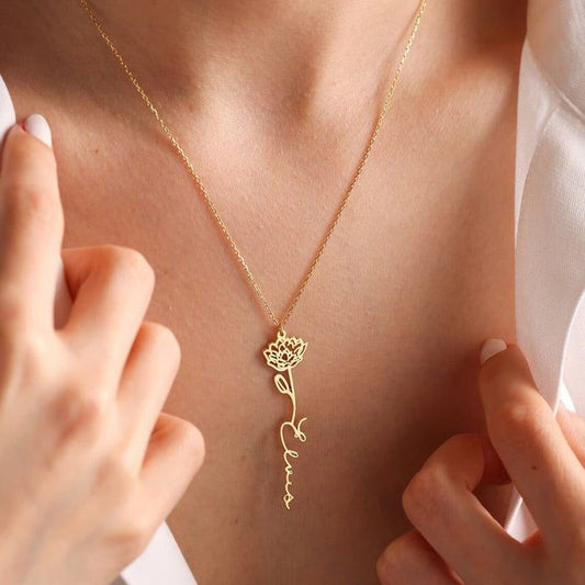 Flower Customized Name Necklace Pendants