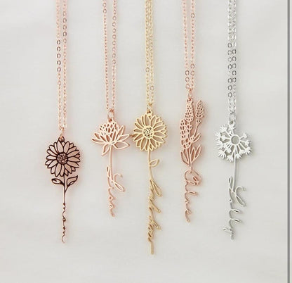 Flower Customized Name Necklace Pendants