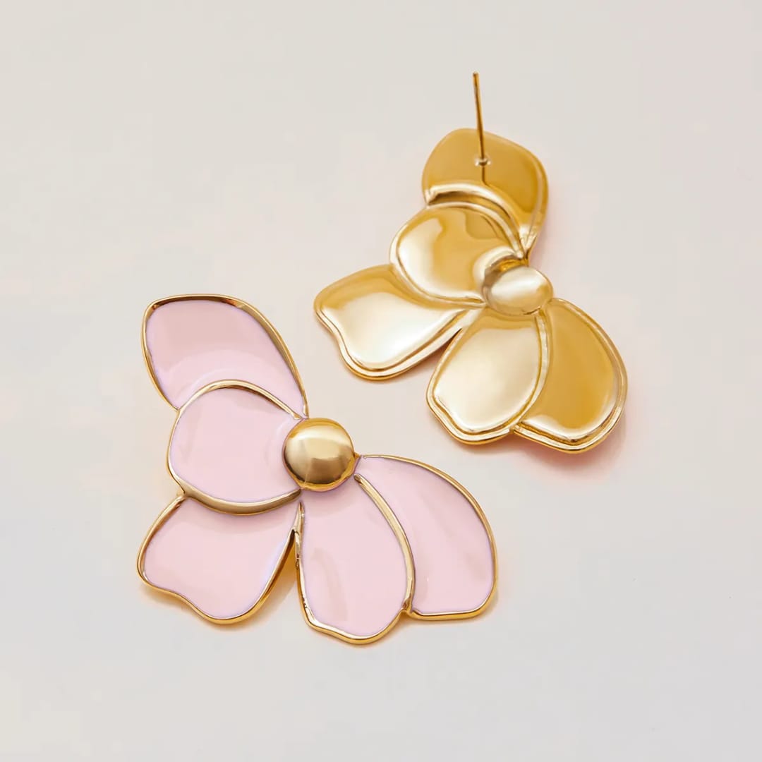 Enamel Petal Statement Earrings