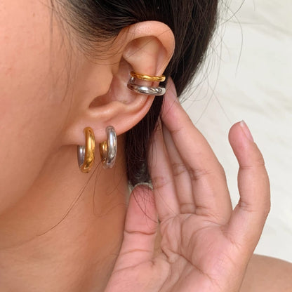 316L Stainless Steel Dual-Tone Ear Cuff (Gold & Silver)