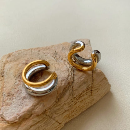 316L Stainless Steel Dual-Tone Ear Cuff (Gold & Silver)